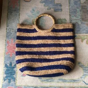 J. McLaughlin summer stripe tote bag bamboo
